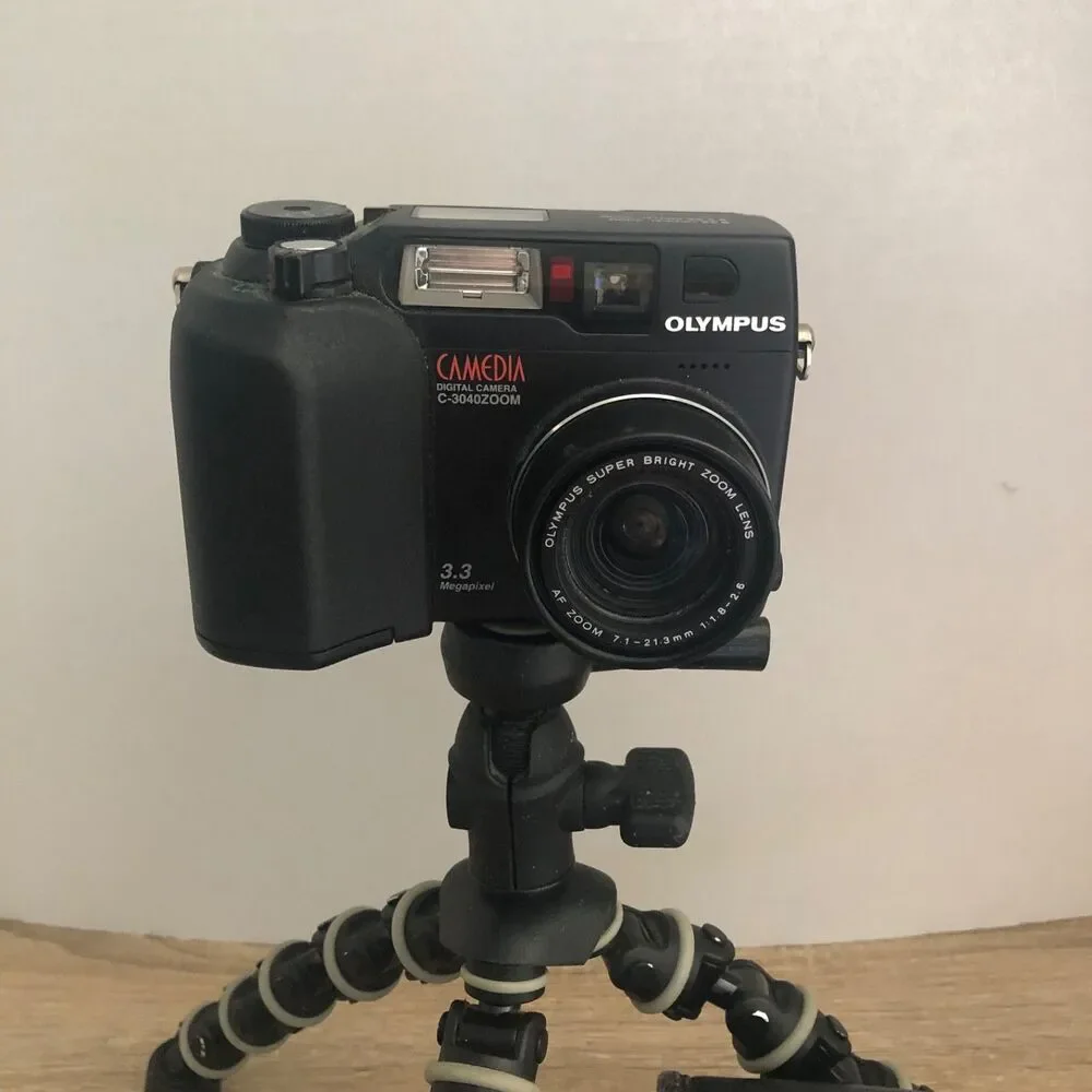 Olympus Camedia C-3040 Zoom Digital Camera 3.3 MP With Stand Case Remote Tested